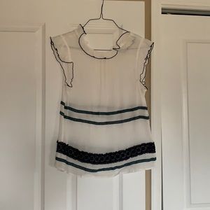 Blu pepper blue and white capped sleeve blouse